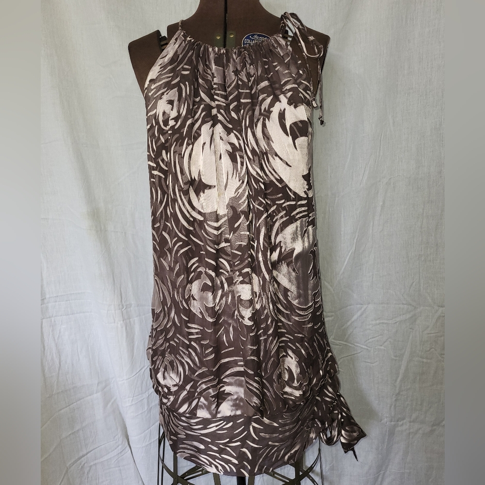 BCBG Maxazria Dark Plum Floral Sleeveless Cocktail Dress Short Size Medium